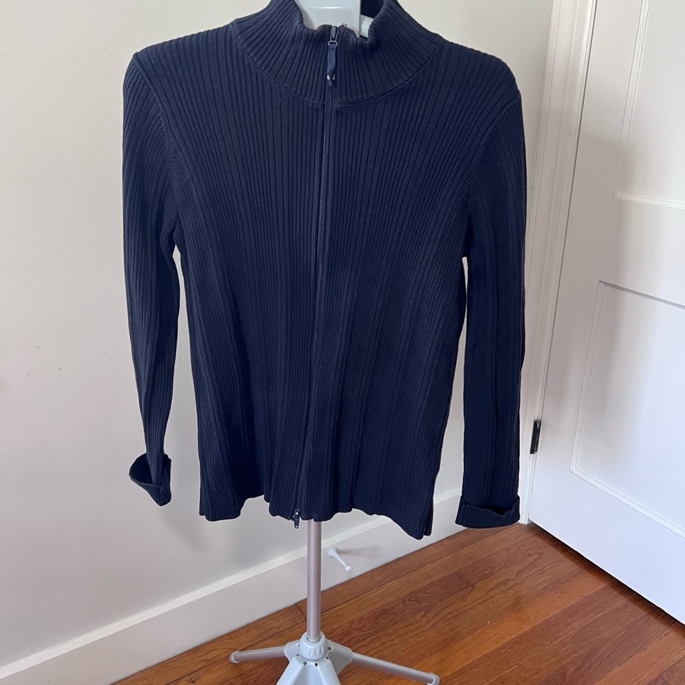 Eddie Bauer Navy Blue Ribbed Zip-Up Sweater